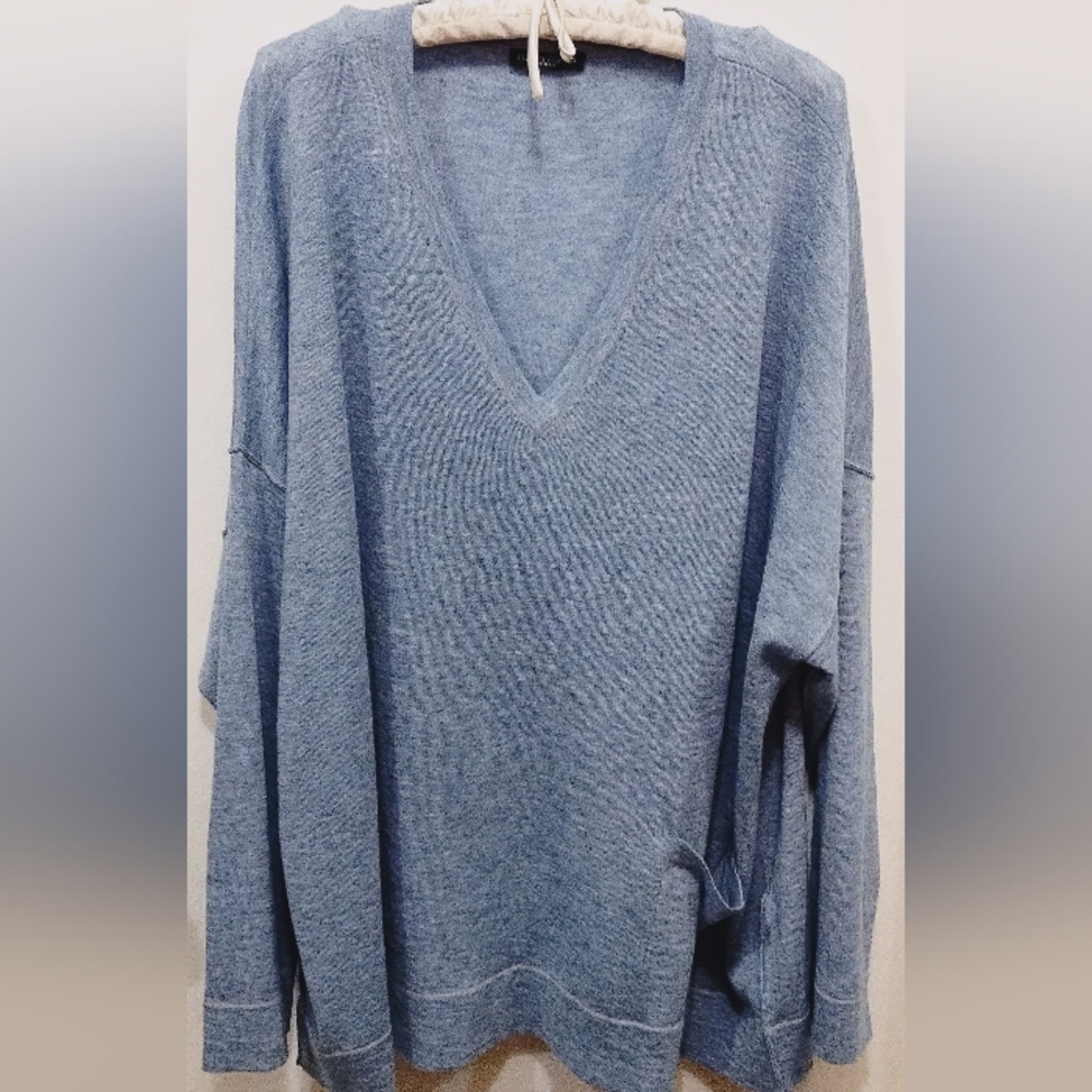 Eileen Fisher Light Blue V-Neck Women's Sweater (#D-17)